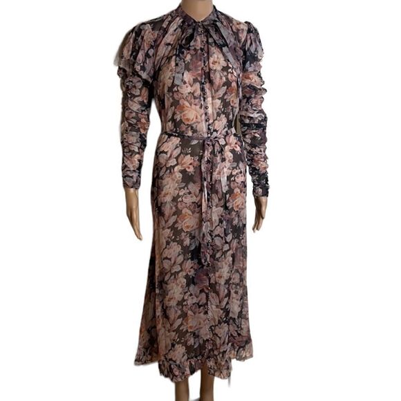 Zimmerman Tempest Frolic High-Neck Floral Silk Maxi Dress - Picture 5 of 10